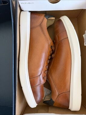 Florsheim Tan Leather Slip-On Sneakers with White Sole